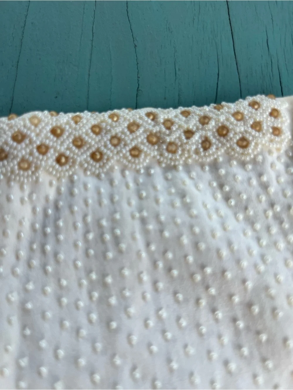 Exquisite vintage hand-beaded long formal gloves, 100% Double Cotton